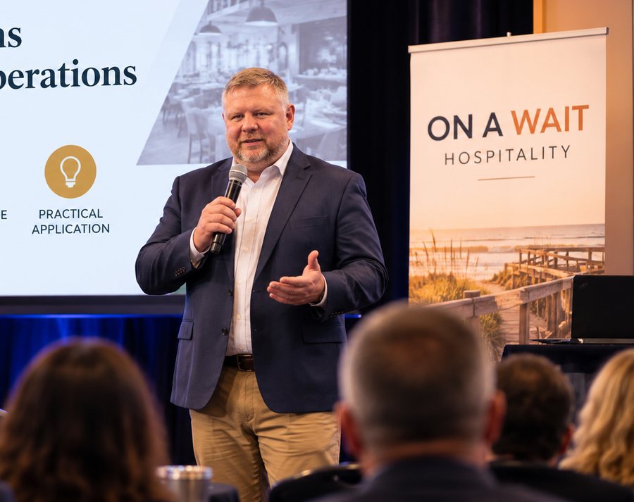 Greg Werner leading a hospitality training session